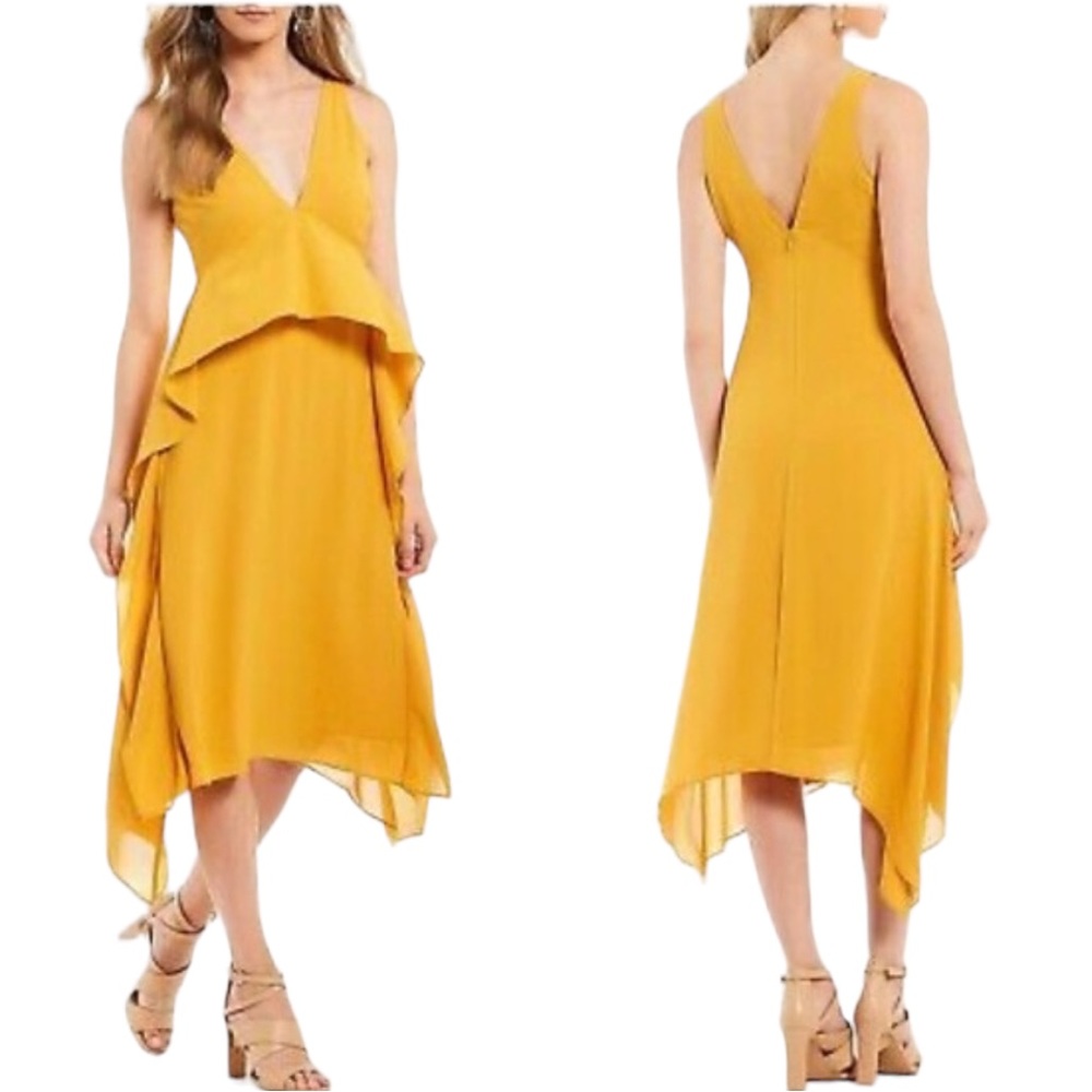NWT Gianni Bini “Court” Chiffon Ruffle Midi Dress (CdlG)
